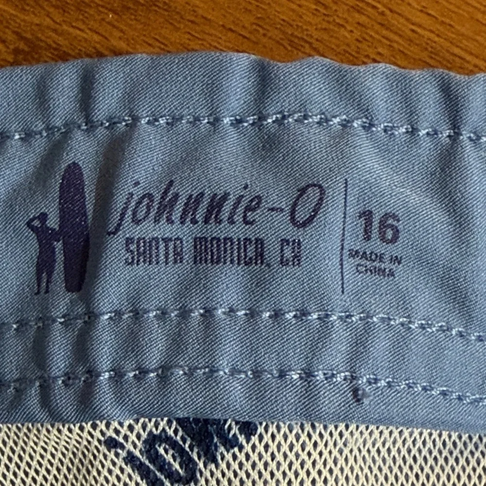 Johnnie-O Tully Monsoon Boys Sz 16 Color‎ Block Teal Lined Swim Trunks Waist Tie